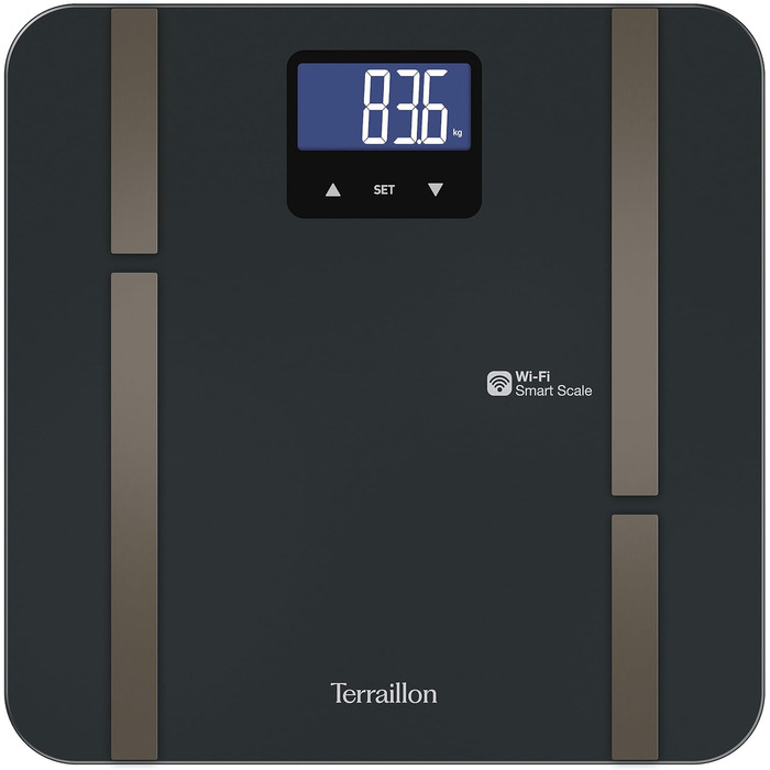 Розумні ваги TERRAILLON Master Fit Ultra з Wi-Fi, вимірюванням пульсу, аналізом жиру, м'язової, водної, кісткової та вісцеральної маси, ІМТ, підрахунком калорій