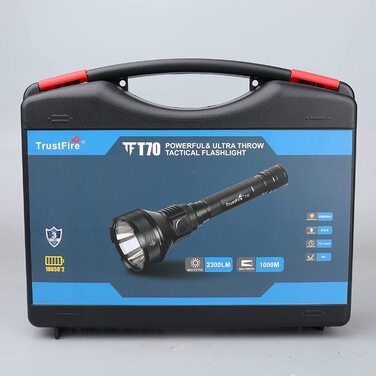 Ліхтарик TrustFire T70 LED, 2300 люмен, акумуляторний, тактичний, надяскравий, 1000 м, IPX8, 5 режимів, для полювання, кемпінгу, надзвичайних ситуацій, чорний