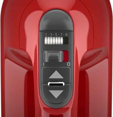 Міксер ручний KitchenAid 9 швидкостей, червоний Empire Red: з вінчиками, гаками для тіста та насадкою, 85 Вт, Soft-Start, LED-дисплей