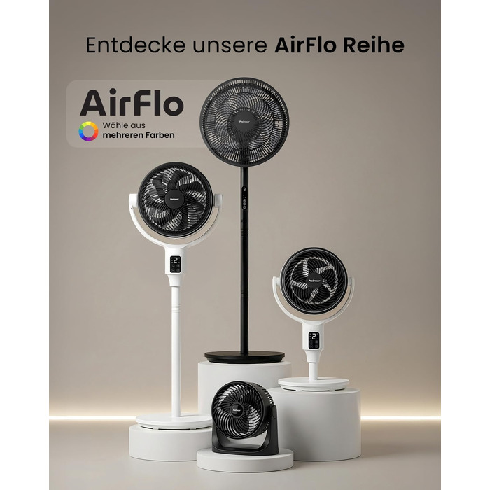 Вентилятор підлоговий Pro Breeze AirFlo Slim: 3 швидкості, 95° поворот, таймер 9 год, пульт, для дому та офісу, чорний