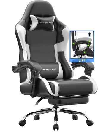 Ігрове крісло Dowinx Ergonomic Gaming Chair з підставкою для ніг, біле, витримує до 150 кг, з регульованими підлокітниками для ПК та офісу