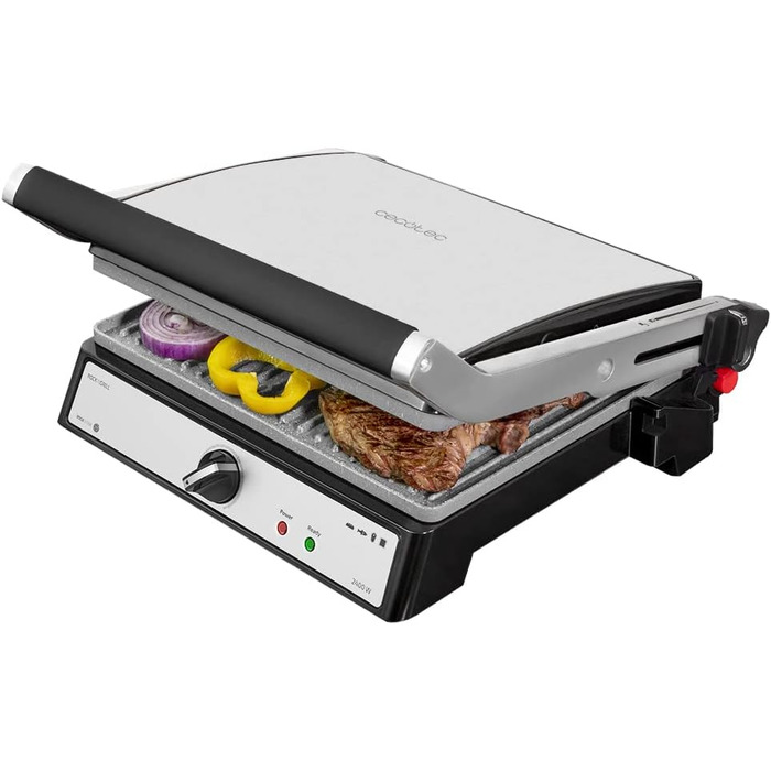 Електрогриль Cecotec Rock'nGrill 1500 Rapid з RockStone-покриттям, регульованою кришкою та знімною підставкою для жиру
