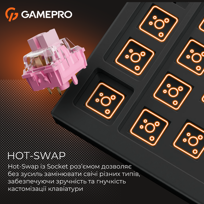 Дротова механічна клавіатура GamePro MK160 V2 Warden QLAB Sakura Black (MK160-V2-B-QS)