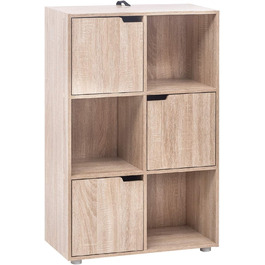 Книжкова шафа WOLTU з 3 дверцятами та 6 полицями, дуб, 29x91x59,6 см, офісний стелаж-роздільник
