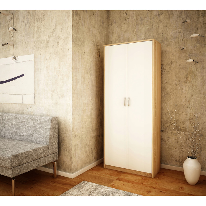 Шафа-гардероб Bestseller Patryk R004, 74x180x35 см, білий / дуб сонома
