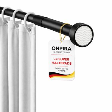 Телескопічна штора для ванної Onpira® без свердління, розсувна карнизна для душу з нержавіючої сталі, чорна (40-60 см), витримує до 12 кг