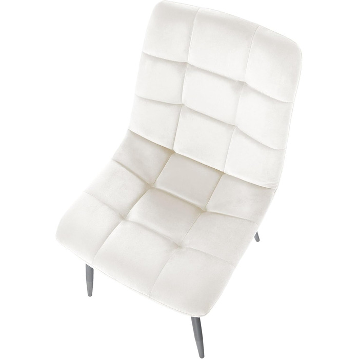 Комплект з 2 стільців для їдальні Tilde, кремово-білі, м'які кухонні стільці з оксамиту з підлокітниками та спинкою