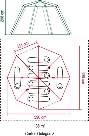 Намет Coleman Octagon з великими вікнами, 360° оглядом, міцним сталевим каркасом, інтегрованою підлогою, водонепроникний, синій, на 1 людину