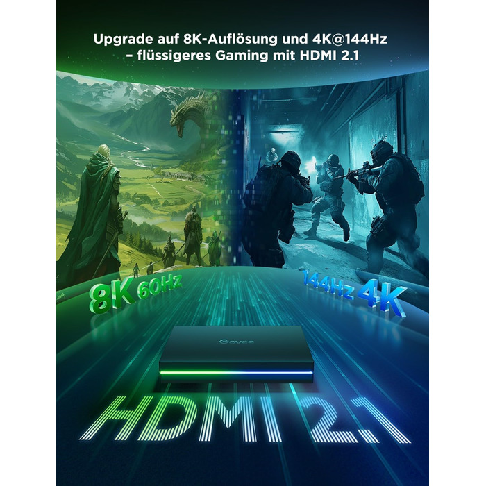 Комплект Govee HDMI 2.1 Sync Box 2 з LED-підсвіткою та Lightbar, AI синхронізація, підтримка 8K@60Hz, 4K@144Hz, VRR, ALLM, Matter та Alexa, підсвітка для моніторів 27-34 дюйми