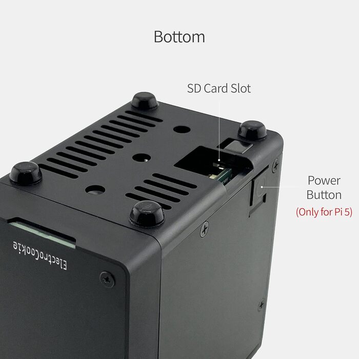 Корпус для Raspberry Pi 5 ElectroCookie Mini-PC з активним RGB підсвічуванням і кулером, матовий чорний