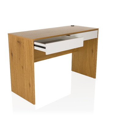 Письмовий стіл BERGA 120x50x78 см, 2 висувні ящики, білий/дуб, hjh LIVING