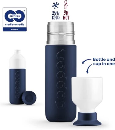 Термос Dopper Breaker Blue 350 мл – нержавіюча сталева термочашка для кави, чаю, подвійні стінки, тримає 24 год холод, 9 годин тепло, герметична, для напоїв, синя