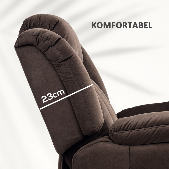 Реклайнер для телевізора HOMCOM з електричним реклайнером Sit-to-Stand з функцією відкидання, вібраційний масаж, функція підігріву, реклайнер для телевізора з кишеньковими пружинами, бічна кишеня та пульт дистанційного керування, коричневий
