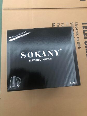 Електрочайник SOKANY SK-1032 2200 Вт, 1,7 л, білий, знімний фільтр від накипу, авто-вимкнення, індикатор рівня води, обертається на 360°, чайник для води та чаю