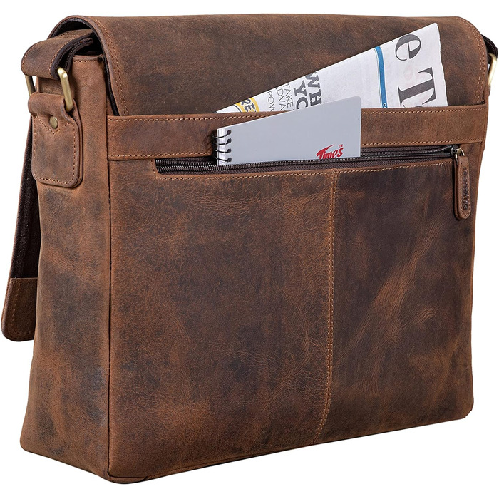 Шкіряна сумка для ноутбука LEABAGS Oxford 15 дюймів, натуральна шкіра корів, темно-коричневий Hunter (38x10x31 см) для чоловіків та жінок