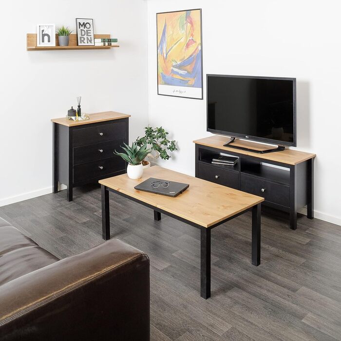 Тумба під телевізор Hagge Home, масив дерева, 110x40 см, біла, для вітальні