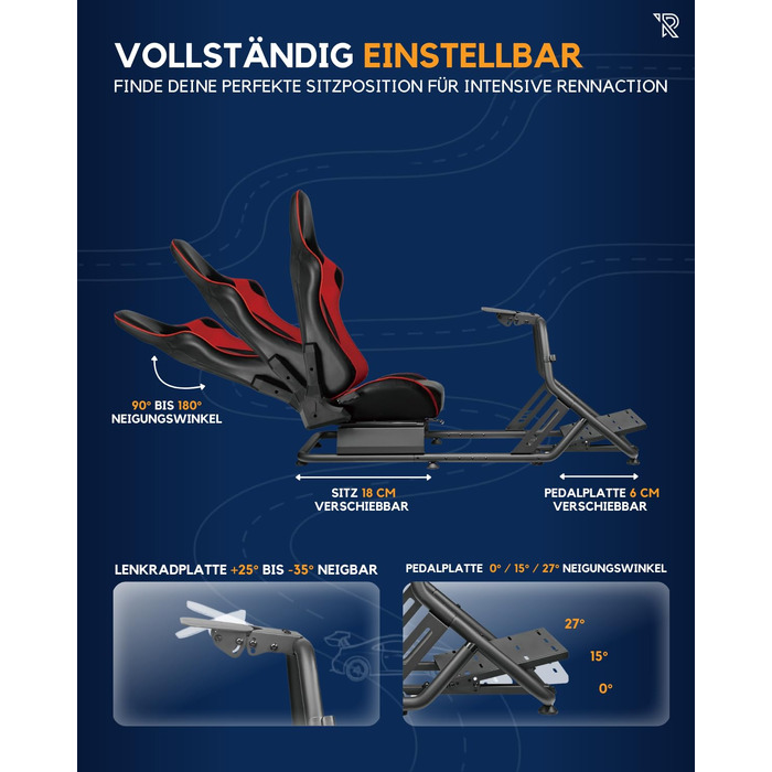 Ігрове крісло для симулятора Ranqer Racing Seat: ергономічне сидіння з екошкіри для SimRacing (PC, PlayStation, Xbox)