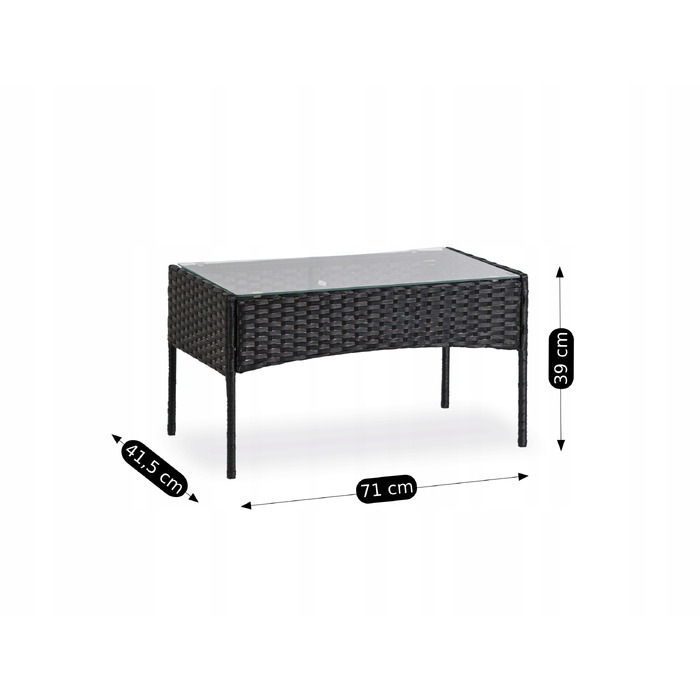 Комплект садових меблів MEBEL ELITE з пластику, чорний, 4 предмети