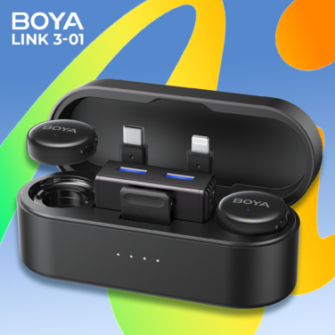 Бездротовий мікрофон BOYA LINK 3-01 Type-C/TRS/Lightning Black