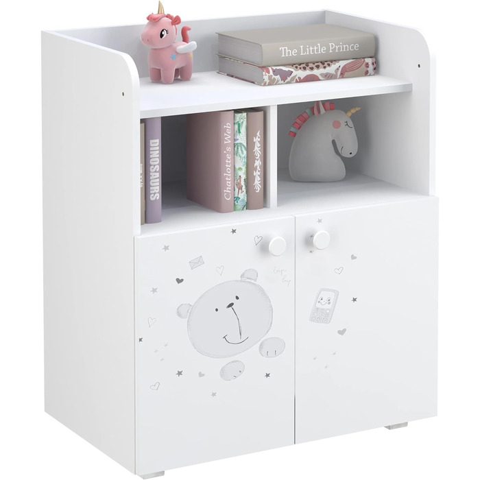 Комод для дитячої кімнати Shefa Wickelkommode 700 Teddy, білий - сучасний комод для немовлят, 47 x 70 x 86 см, білий, ведмедик