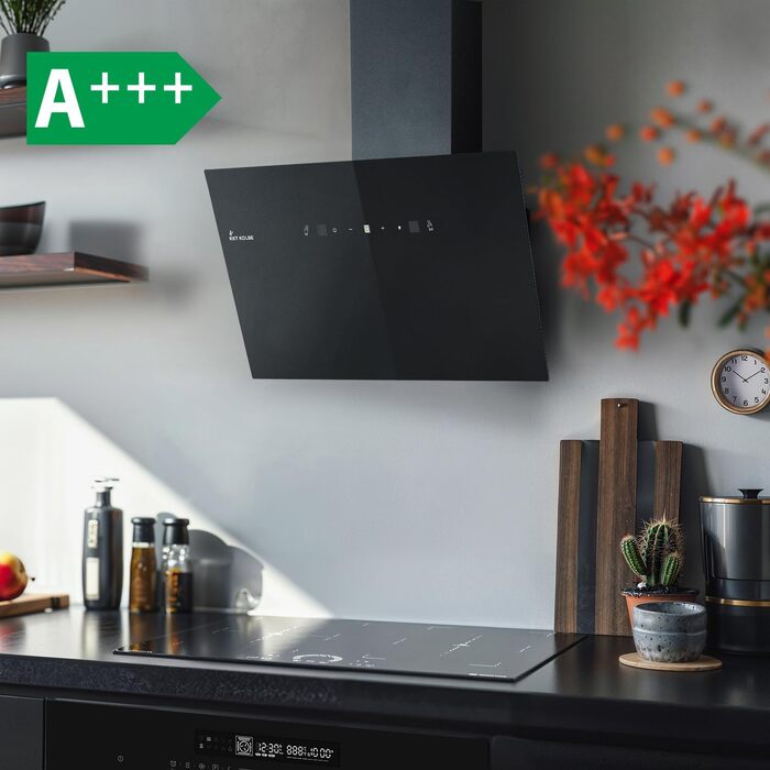 Витяжка кухонна KKT KOLBE TRIO8025S 80 см, чорне скло, продуктивність 782 м³/год, керування жестами та SensorTouch, LED-підсвітка, режим рециркуляції та відведення
