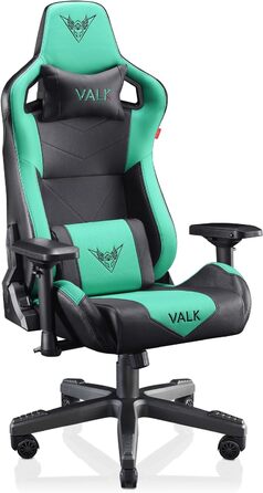 Ігровий крісло VALK Gaia з дихаючою оббивкою, ергономічний офісний крісло, кут нахилу 160º, 4D підлокітники, газліфт Класу 4, професійне геймерське крісло (Aqua Menthe, штучна шкіра)
