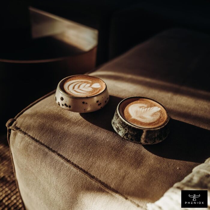 Набір керамічних чашок для капучино та лате Pheniox Barista, 2 шт по 180 мл, порцелянові чашки без ручки для Latte Art, сучасний дизайн, придатні для посудомийки