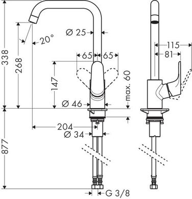 Змішувач кухонний Hansgrohe Focus M41 матовий чорний, високий вилив 260 мм, поворотний на 360°