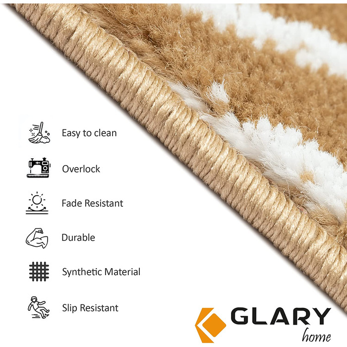 Набір з 15 самоклеючих килимків для сходів Glary Home, 22x71x1,2 см, трикутний візерунок, біло-бежевий