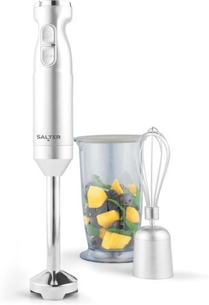 Блендер Salter Aspen Blend & Whisk Pro 2-в-1, погружний міксер та вінчик, електричний подрібнювач, нержавіюча сталь, змінна швидкість, 700 мл, 1000 Вт, сріблястий