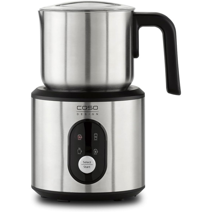 Електричний спінер для молока Caso Crema & Choco Inox, 4 функції, підходить для рослинного молока, нержавіюча сталь, термоізольована ручка, сенсорне LED-управління