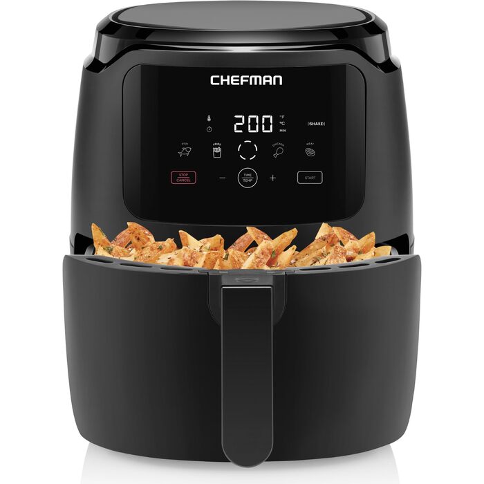 Електрична аерофритюрниця Chefman 4.75 л, цифрова керування One Touch, антипригарне покриття, чорна