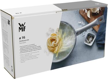 Каструля WMF Aparto 16 см без кришки, 1,4 л, індукційна, з полірованої нержавіючої сталі Cromargan, без покриття, підходить як молочний сотейник