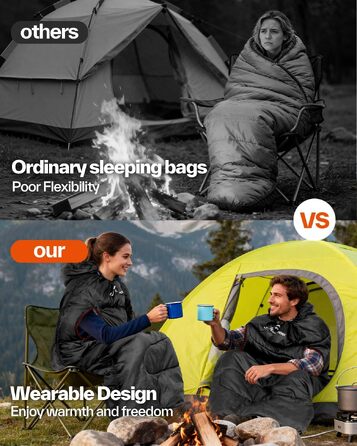 Спальний мішок Sportneer Outdoor у формі ковдри (220×85 см), чорний, температурний режим +10...+26 °C, з отворами для рук