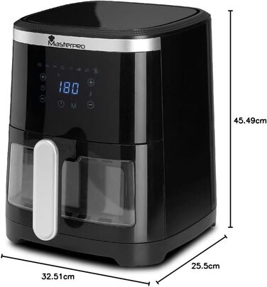 Аерофритюрниця MasterPRO ROCKET 600 на 6л, 1800Вт з керамічним покриттям CERATECH, LED-дисплеєм та регулятором температури 80-200°C, корпус із нержавіючої сталі