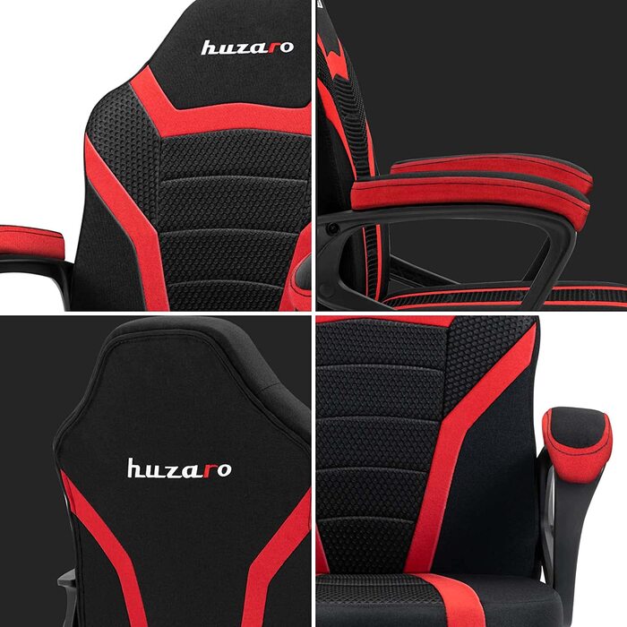 Дитяче ігрове крісло Huzaro Ranger 1.0, ергономічне, сучасний дизайн, з підлокітниками, регулюванням висоти, гумові колеса, червоне, сітка