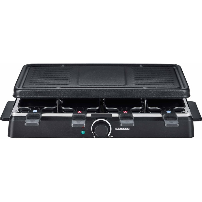 Ракулетка Melissa 16300026 з грилем для 8 осіб, 1200 Вт, регульована температура, чорний колір