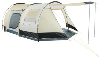 Сімейний намет CampFeuer Zelt Super+ на 4 особи: великий тунельний намет з 2 входами, тамбуром та водонепроникністю 3000 мм (Пісочний/Чорний)