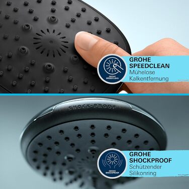 Набір для душу GROHE Vitalio 110, хром, 14 л/хв, 60 см (душова стійка, лійка з 2 струменями, шланг 1.75 м)