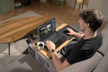 Столик для ноутбука Couchmaster CYWORX: ергономічний, для дивана, софи та ліжка, широкий, сірий, коричневий, чорний