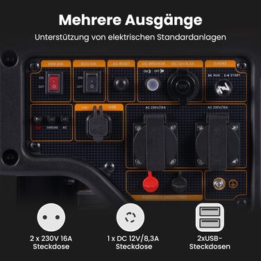 Інверторний бензиновий генератор maXpeedingrods PRO4500I 3500Вт, 4-тактний, 223сс, портативний (жовтий)