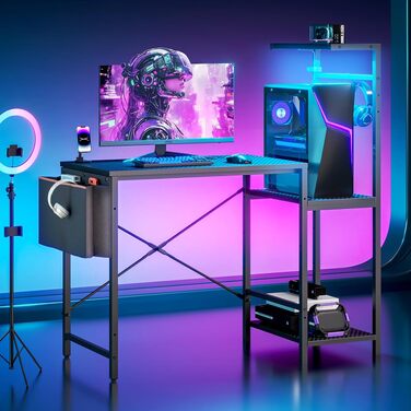 Ігровий стіл Bestier з LED-підсвіткою для геймерів та роботи