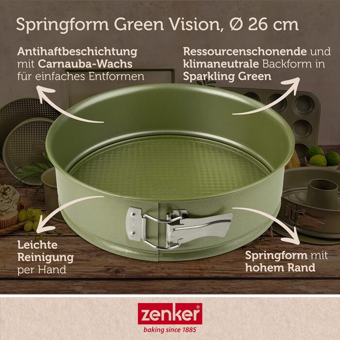 Форма для випікання Zenker Green Vision 26 см з високим бортиком, екологічна, з веганським антипригарним покриттям