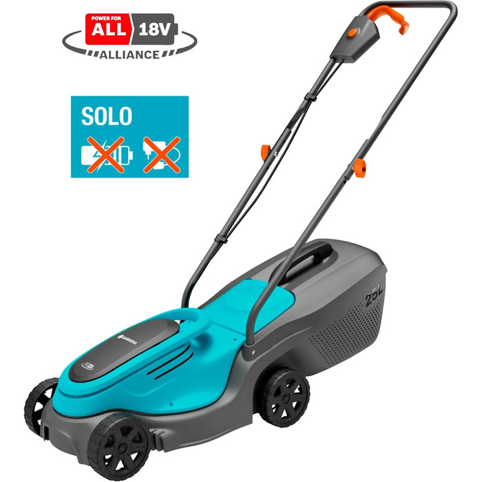 Акумуляторний газонокосарка Gardena PowerMax 37/36V P4A: комплект для використання, ширина зрізу 37 см, об'єм травоспіральника 45 л, центральне регулювання висоти зрізу, двигун PowerPlus з Eco-режимом