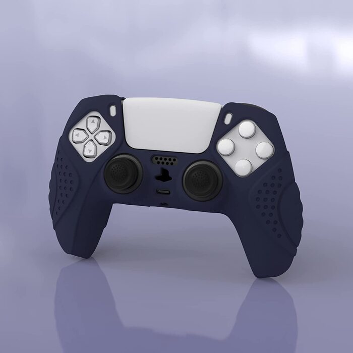 Чохол eXtremeRate PlayVital для контролера PS5, захисний ергономічний силіконовий кейс з ручками, накладки на стіки, 2 шт., колір Guardian Edition, синій (Midnight Blue)
