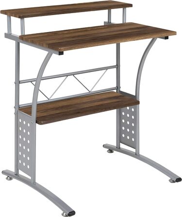 Комп'ютерний стіл Flash Furniture з металу та МДФ, полицями, рустикальний горіх