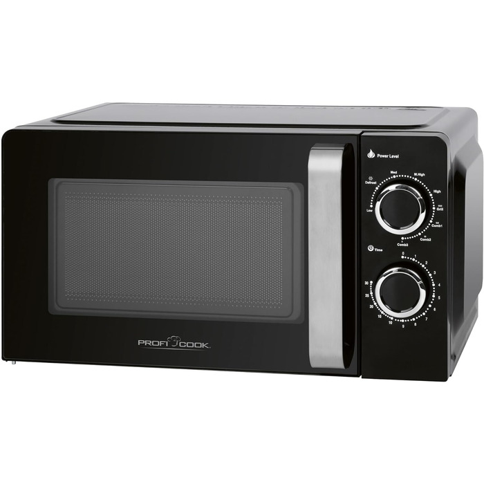 Мікрохвильова піч з грилем ProfiCook PC-MWG 1208, 17 л, 900 Вт гриль, 700 Вт мікрохвилі, 6 режимів, таймер 30 хв, чорна