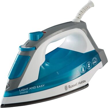 Праска Russell Hobbs Light & Easy 23590-56, 2400 Вт, антипригарна підошва, автоматичне подавання пари, синьо-біла