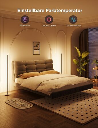 Govee RGBIC LED Торшер WiFi, Димування, Alexa/Matter, 16 млн кольорів, 85 режимів, Музичний режим, DIY, Чорний