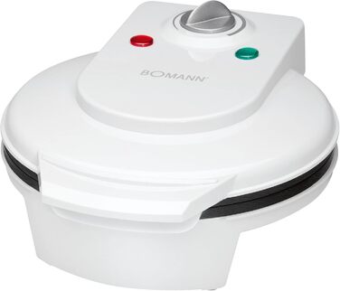 Вафельниця Bomann WA 5018 CB, 18 см, антипригарна, серце, біла, регульована потужність